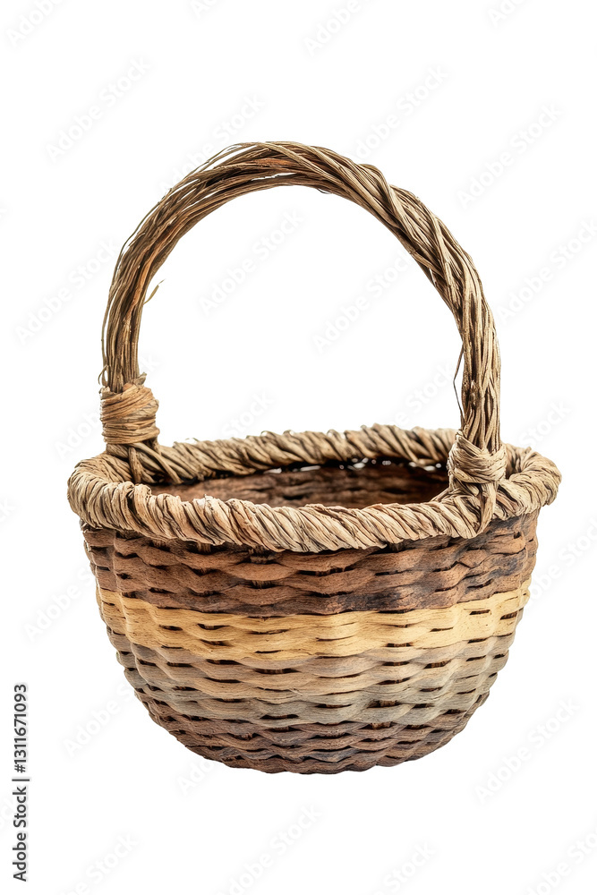 Isolated Small Woven Basket with Handle Isolated Small Woven Basket with Handle