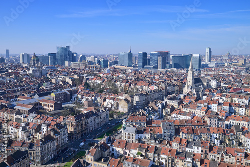 Obraz na płótnie Aerial view on the north of Brussels by clear blue sky w salonie
