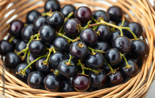 Wallpaper Mural Blackcurrant clusters in a wicker basket are perfect for food magazines, product packaging, and summer-themed design projects. Juicy and appetizing Torontodigital.ca