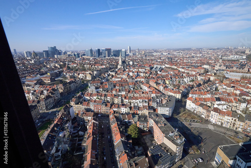 Obraz na płótnie Aerial view on the north of Brussels by clear blue sky w salonie