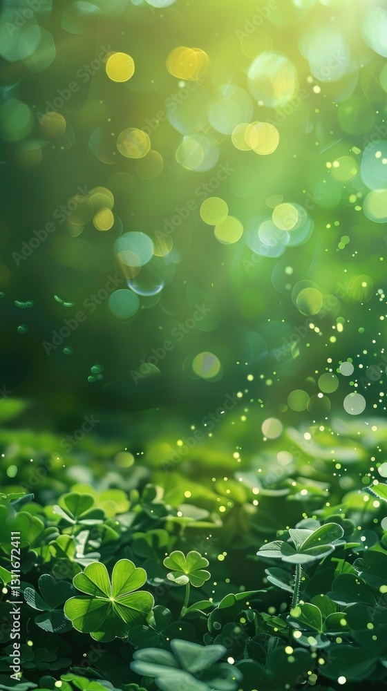 High-Resolution St. Patrick’s Day Illustration with Clover, Magical Sparkles, and a Volumetric Green Glow High-Resolution St. Patrick’s Day Illustration with Clover, Magical Sparkles, and a Volumetric Green Glow