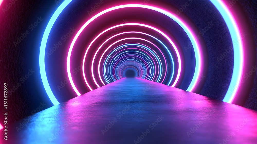 Captivating Neon Tunnel with Vibrant Blue and Pink Lights Captivating Neon Tunnel with Vibrant Blue and Pink Lights