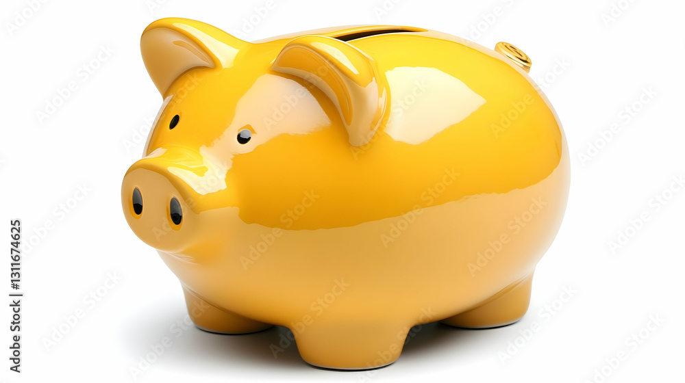 Bright Yellow Piggy Bank for Saving Money and Financial Planning Bright Yellow Piggy Bank for Saving Money and Financial Planning