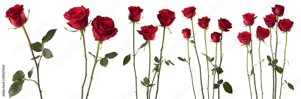 Set of red roses on a transparent background. Concept of beautiful flowers. Set of red roses on a transparent background. Concept of beautiful flowers.