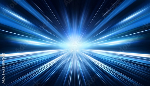 スピード感のあるテクノロジーのコンセプト画像、青色の光の抽象的な背景画像。（Speed ​​technology concept image, blue light abstract background image.）
