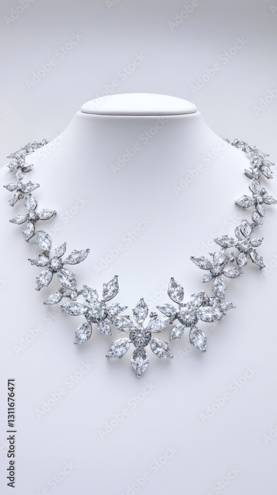 Ethereal Silver Necklace on Clean Gradient Background Ethereal Silver Necklace on Clean Gradient Background
