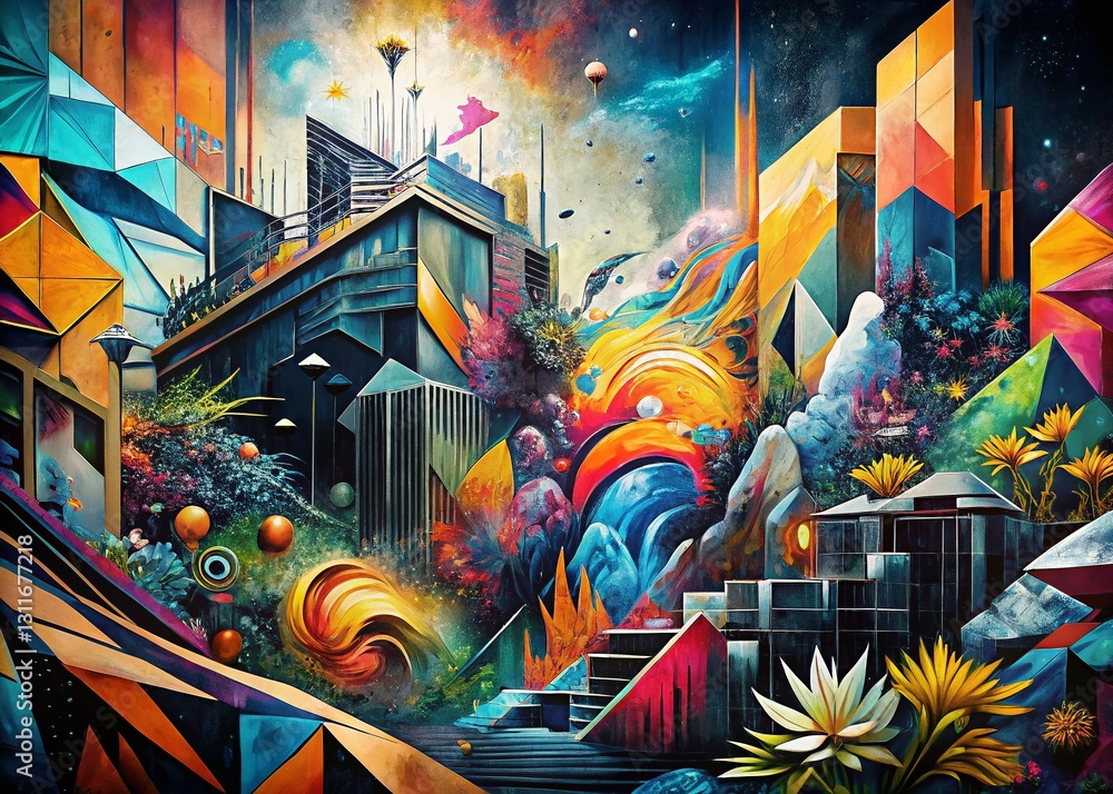 Urban Exploration: Abstract Wall Art, Dynamic Nature-Inspired Patterns Urban Exploration: Abstract Wall Art, Dynamic Nature-Inspired Patterns