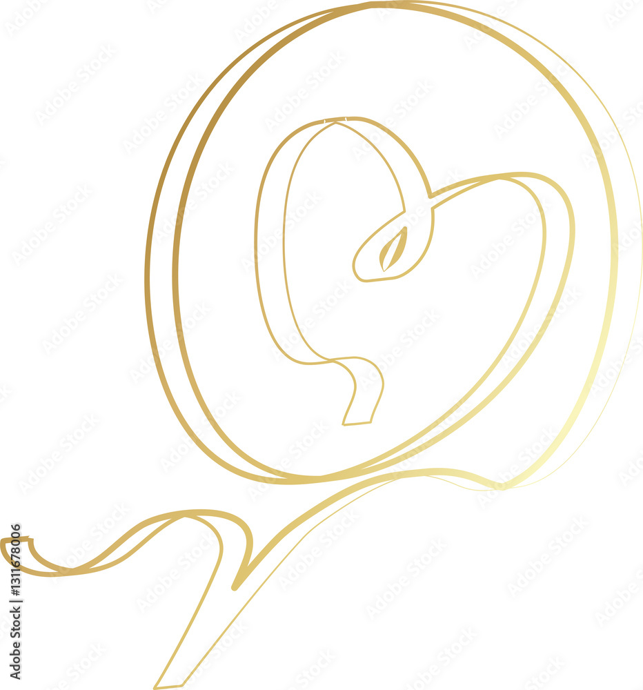 Gold ribbon in heart shape Gold ribbon in heart shape
