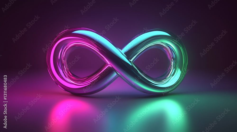 Neon Infinity Symbol Abstract Glass Design Neon Infinity Symbol Abstract Glass Design