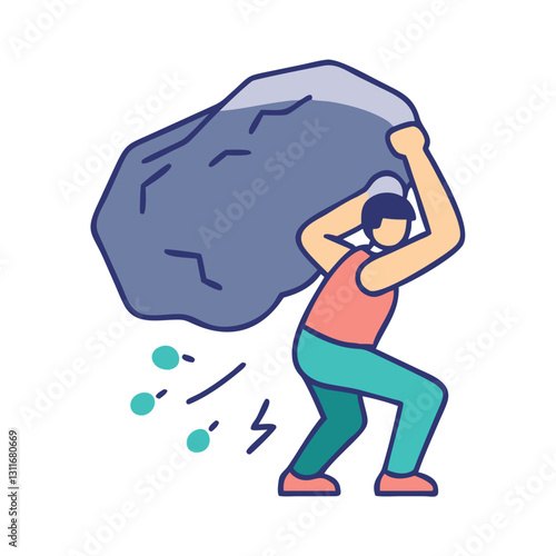 Person carrying heavy rock symbolizing burden