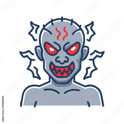 Zombie with glowing red eyes and electricity
