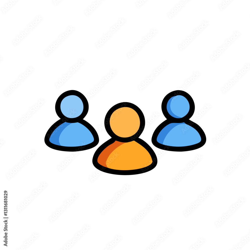 Three people in color representing diversity Three people in color representing diversity