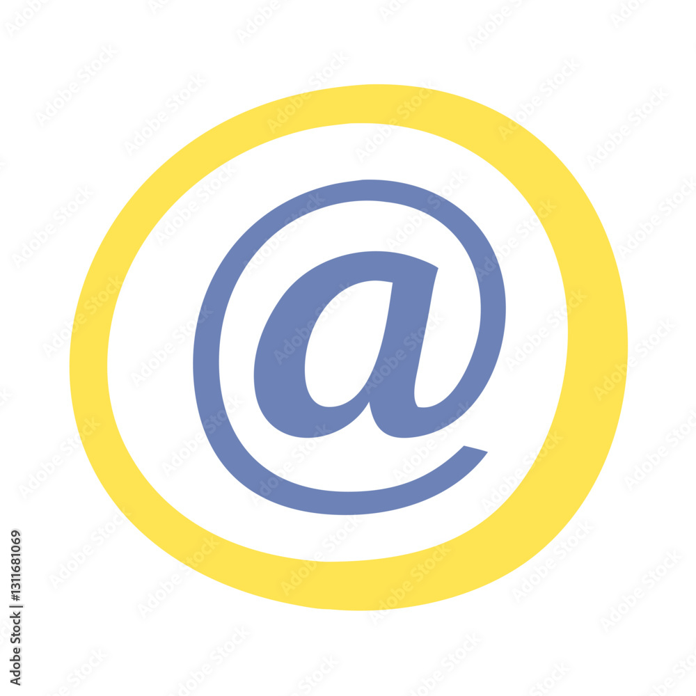 At symbol with yellow circular background At symbol with yellow circular background