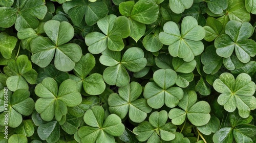 A minimalist St. Patrick's Day-themed banner showcases a detailed shamrock design against a striking black background