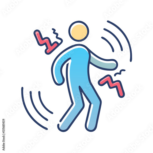 Shaky person experiencing nervous tension