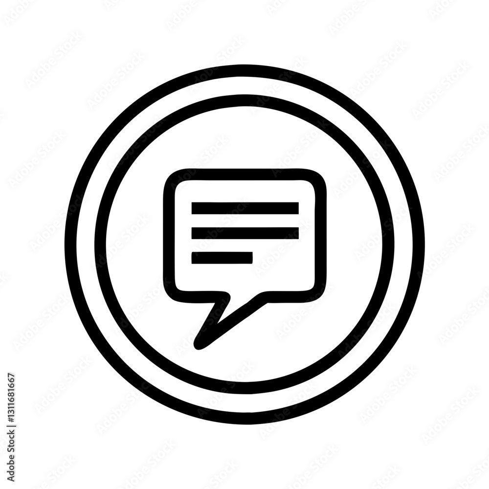 Black and white circular speech bubble icon Black and white circular speech bubble icon