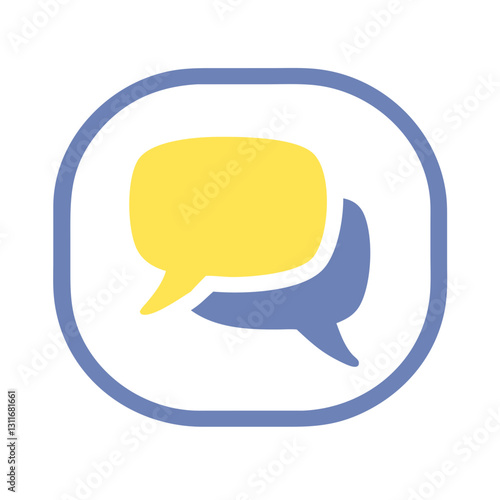 Yellow speech bubble with blue outline