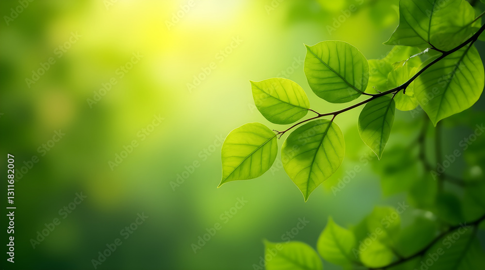 Fresh Green Leaves Natural Sunlight Bokeh Background Fresh Green Leaves Natural Sunlight Bokeh Background