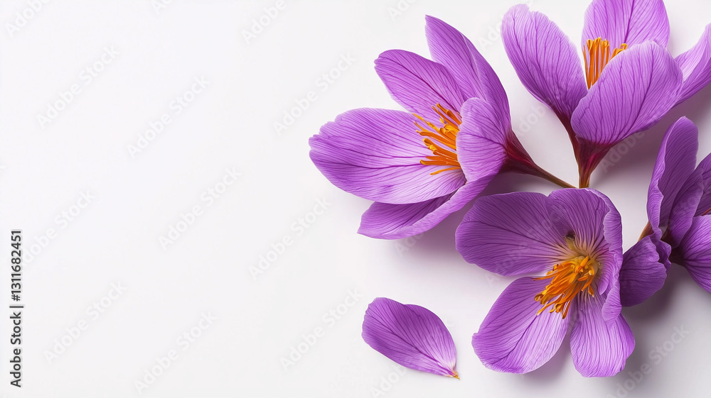 Obraz premium Purple saffron flower petals isolated on white background 