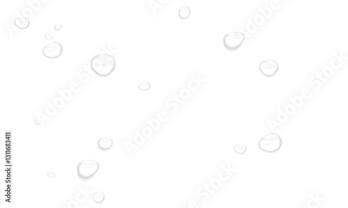 Vector water drop, drops, droplets. PNG drops, condensation on glass, on various surfaces. Realistic drops on a transparent background. Rain and dew