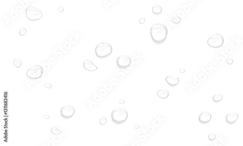 Vector water drop, drops, droplets. PNG drops, condensation on glass, on various surfaces. Realistic drops on a transparent background. Rain and dew