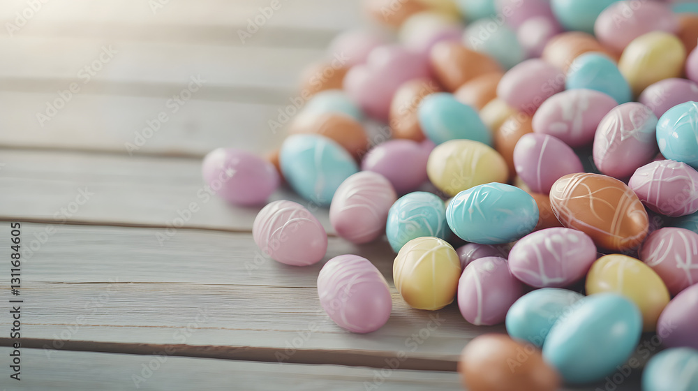 Pastel Easter eggs on wooden surface Pastel Easter eggs on wooden surface