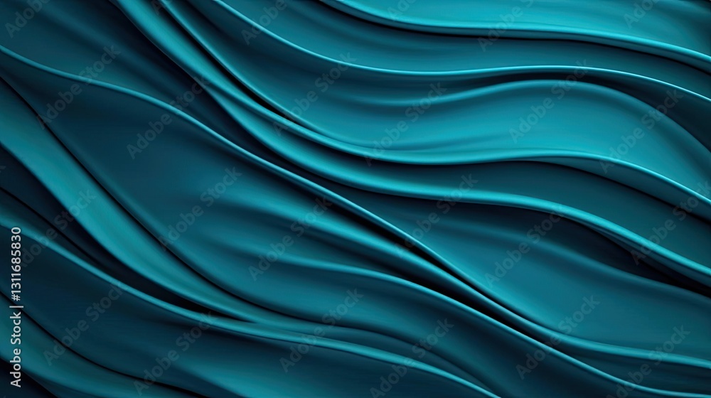 Obraz premium Aurora borealis northern lights concept. Elegant abstract wave patterns in rich teal tones, perfect for backgrounds or design.