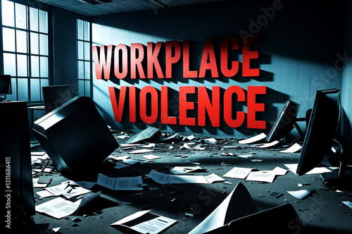 Chaotic workplace with the word text 