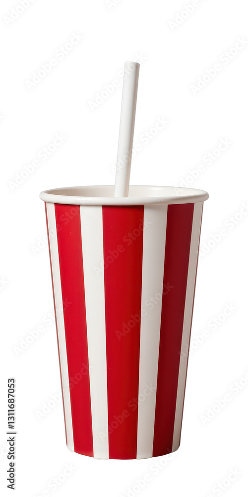 Red and White Striped Paper Cup with Straw Red and White Striped Paper Cup with Straw