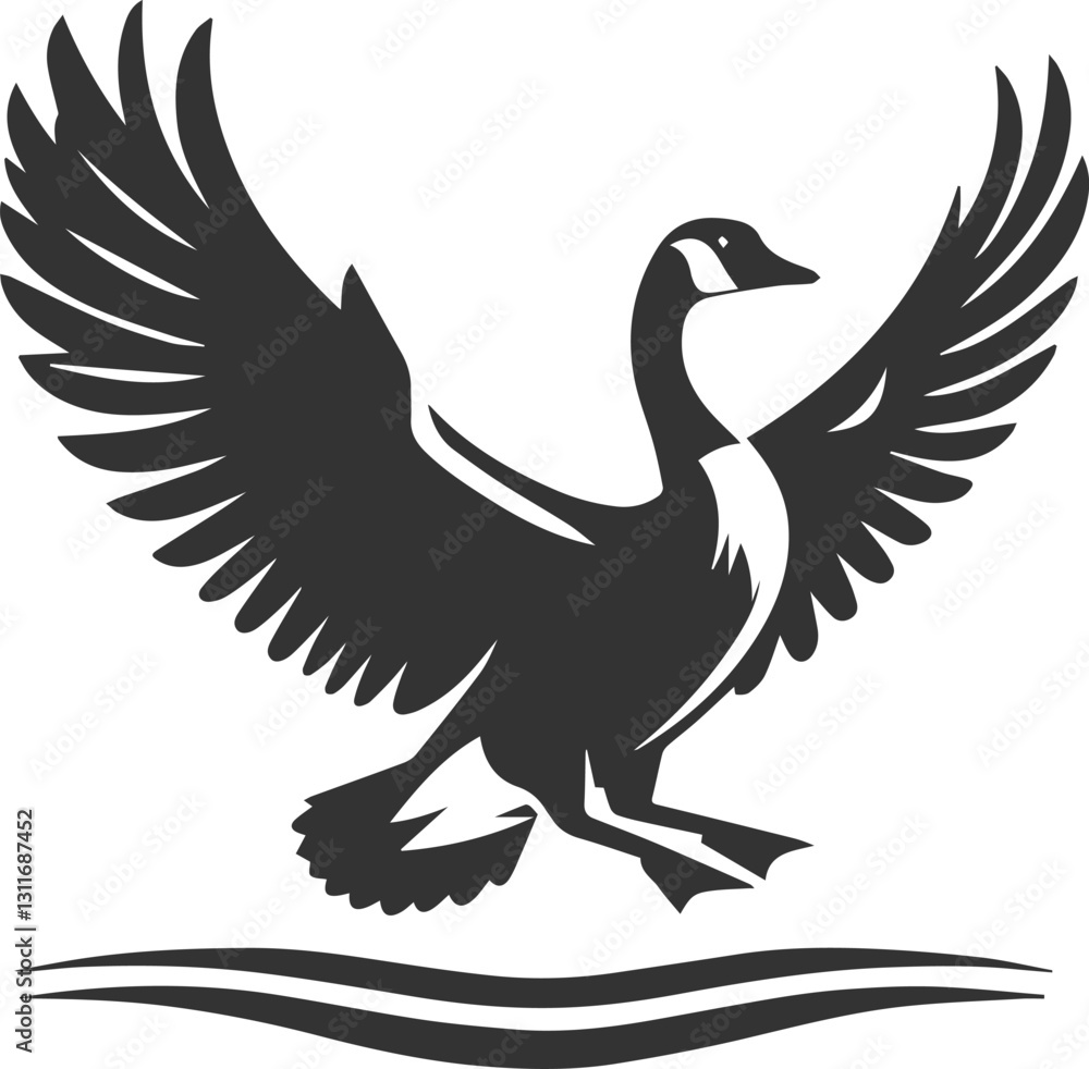 Fototapeta premium A goose landing with wings outstretched animal vector