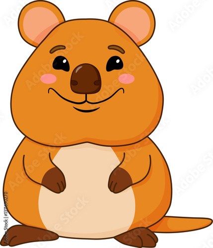 Quokka. Short-tailed kangaroo. A strange marsupial. Illystration in cartoon style.