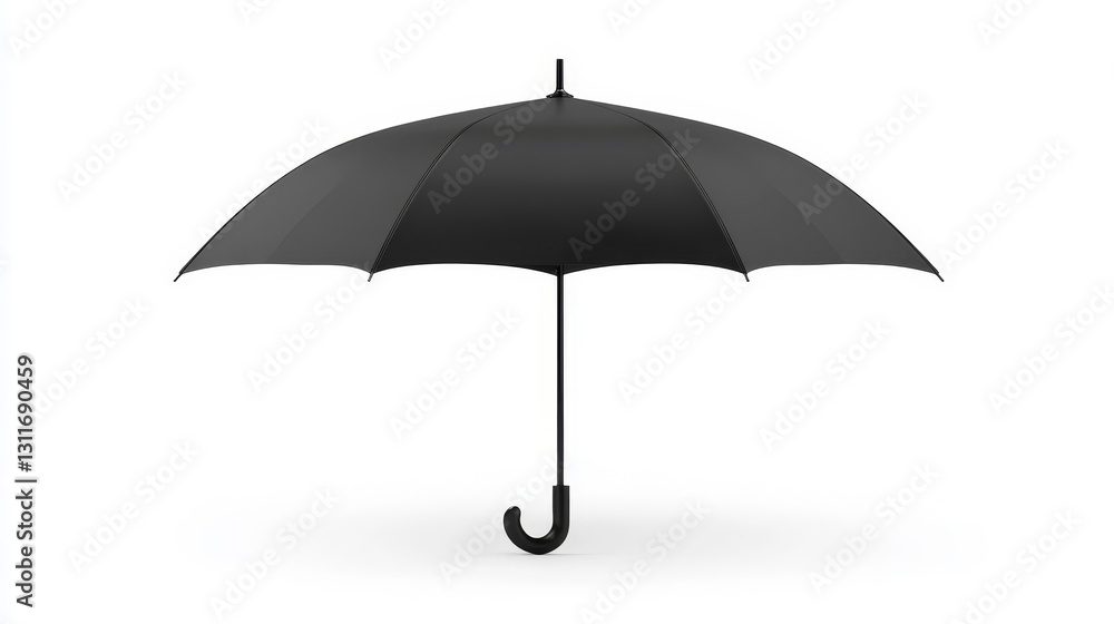 Elegant Black Umbrella Isolated on White Background for Use Elegant Black Umbrella Isolated on White Background for Use