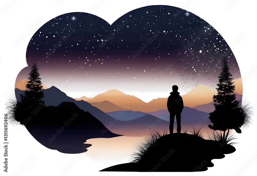 Fototapeta premium Nighttime Silhouette Against a Cosmic Backdrop