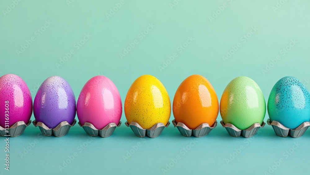 Easter eggs arrayed colorfully, festive spring design. Easter eggs arrayed colorfully, festive spring design.