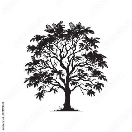 Bilde på lerret Minimalist Black Locust tree Silhouette - Black Locust Tree Vector - Tree Design - Black Locus Tree Illustration