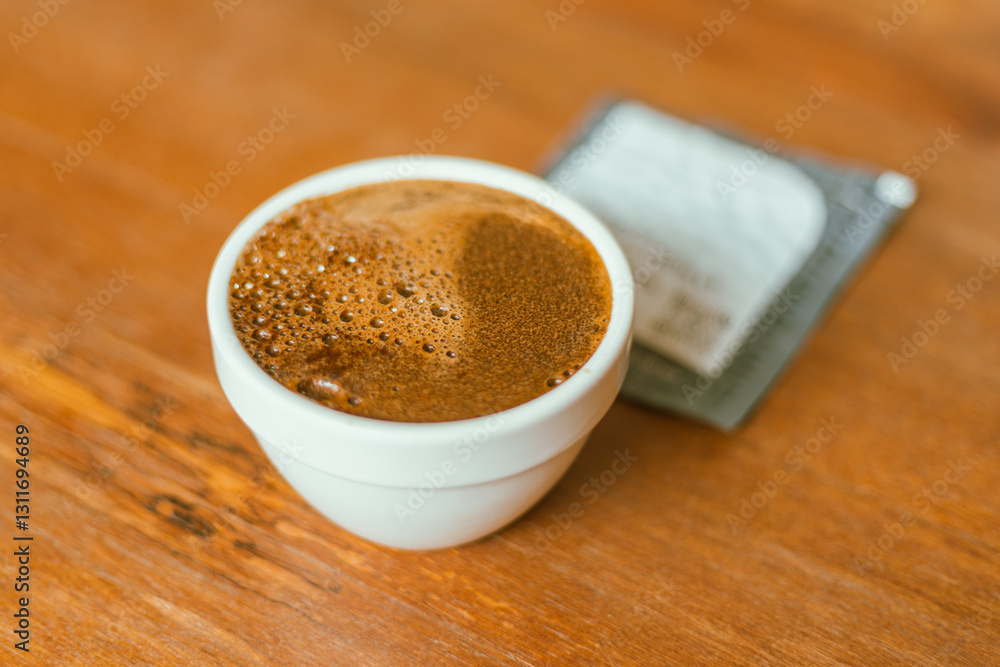 Barista preparing to test and inspecting the quality of coffee
