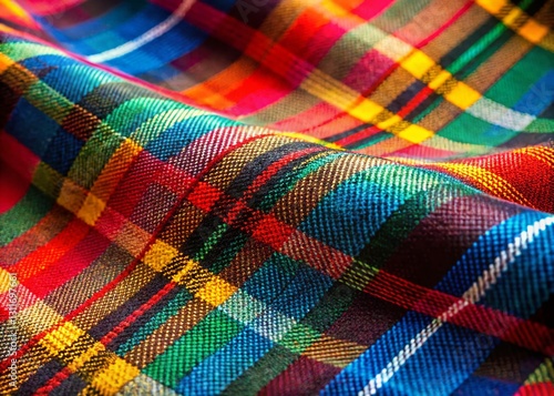 Vibrant Colorful Plaid Fabric Texture - High-Resolution Stock Photo