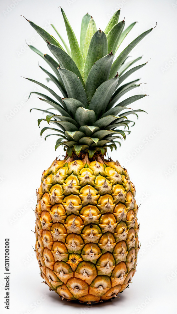 Vibrant Ripe Pineapple Isolated on White Background - Perfect for Tropical Fruit Promotions, Health Campaigns, and Gourmet Food Blogs Vibrant Ripe Pineapple Isolated on White Background - Perfect for Tropical Fruit Promotions, Health Campaigns, and Gourmet Food Blogs