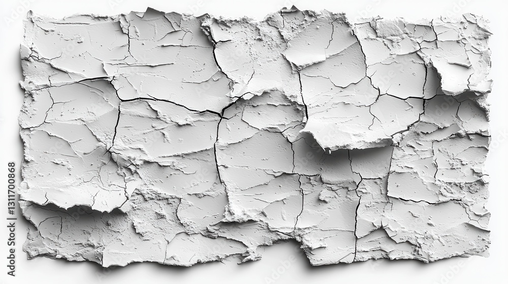 Obraz premium Cracked plaster texture, white background