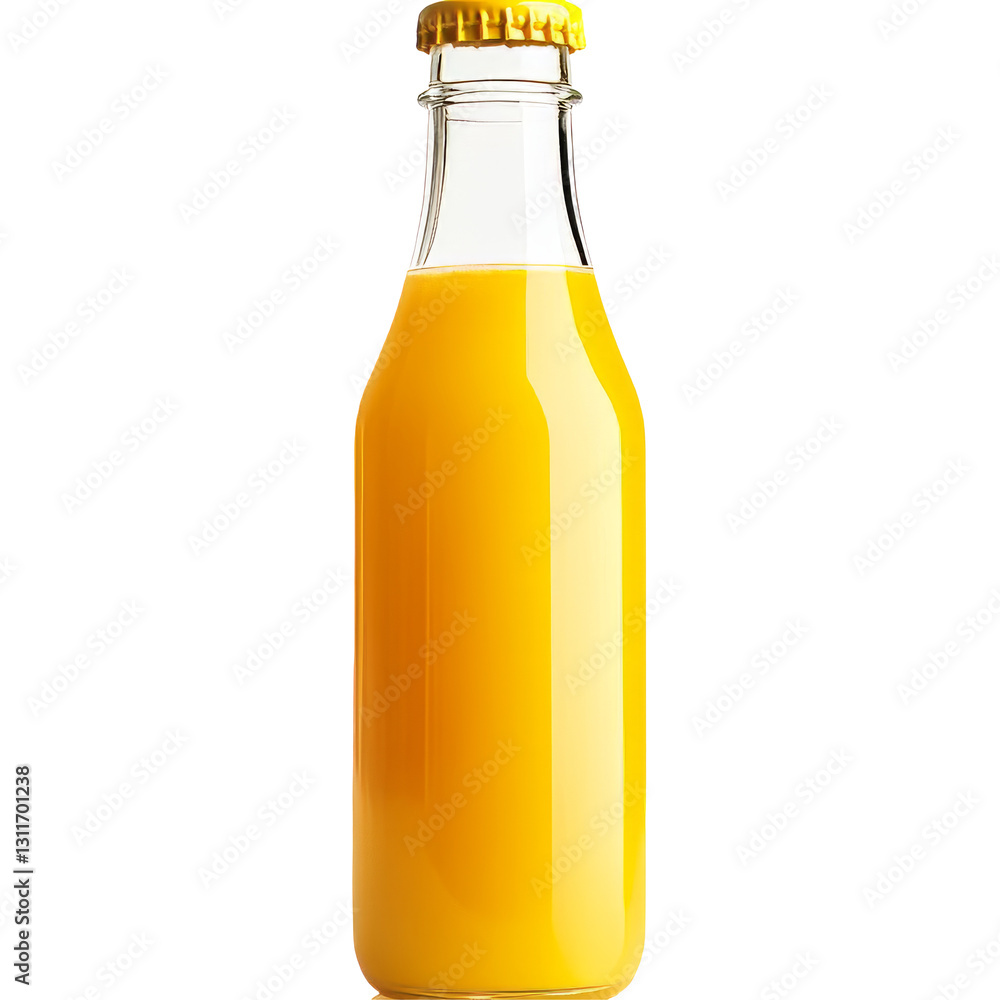 Fresh Orange Juice In A Glass Bottle. Isolated. Healthy Drink For Summer Time. Fresh Orange Juice In A Glass Bottle. Isolated. Healthy Drink For Summer Time.