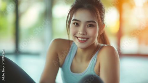 A beautiful smiling woman is looking towards the camera happily Free Download A beautiful smiling woman is looking towards the camera happily - GFXLoad