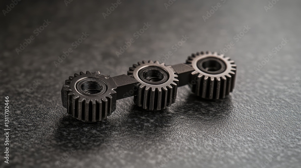 Macro shot of small precision watch gears, aligned neatly on a matte black surface, with soft lighting and a blurred background to enhance copy space. Macro shot of small precision watch gears, aligned neatly on a matte black surface, with soft lighting and a blurred background to enhance copy space.