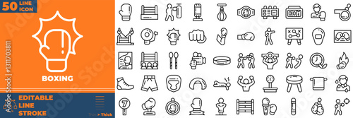 Boxing Line Editable Icons set