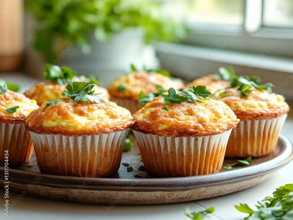 A plate of delicious low-carb egg muffins ready to be enjoyed as a healthy breakfast or snack option with fresh greens A plate of delicious low-carb egg muffins ready to be enjoyed as a healthy breakfast or snack option with fresh greens