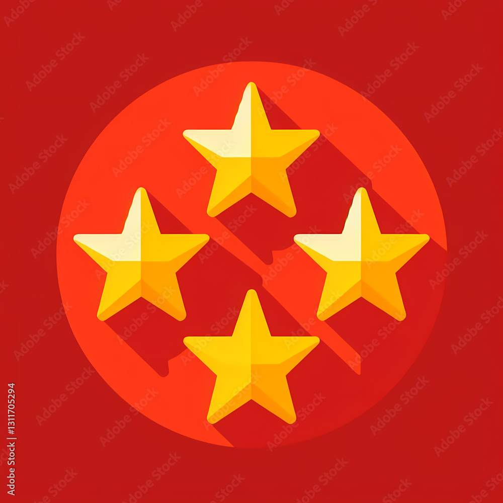 Flat vector illustration of the China flag, a bold red background with five yellow stars, simple and modern national emblem. Flat vector illustration of the China flag, a bold red background with five yellow stars, simple and modern national emblem.