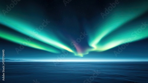 Wallpaper Mural Aurora borealis northern lights concept. Breathtaking display of northern lights over calm ocean waters at night. Torontodigital.ca
