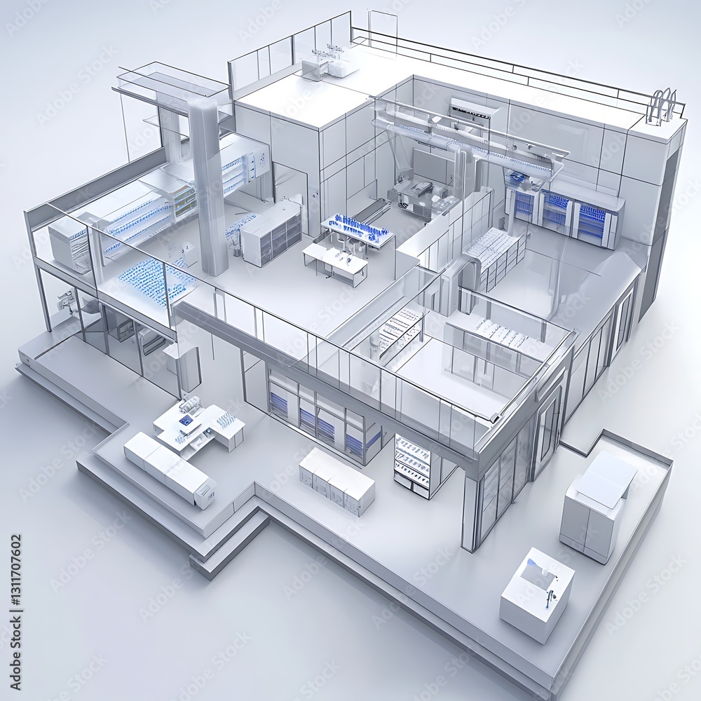 Isometric illustration of scientific laboratory layout high resolution picture Isometric illustration of scientific laboratory layout high resolution picture
