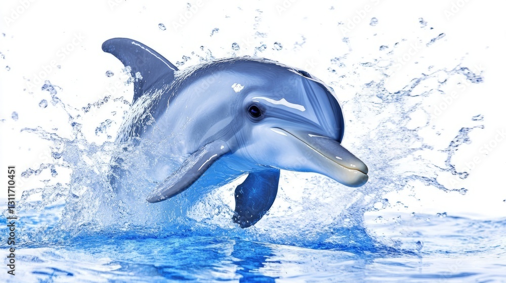 Naklejka premium Generic Playful Dolphin Overview Spinning Splash Easy
