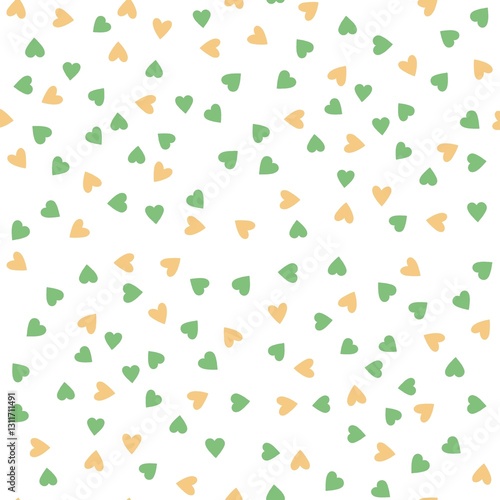 seamless pattern with green and beige heart 