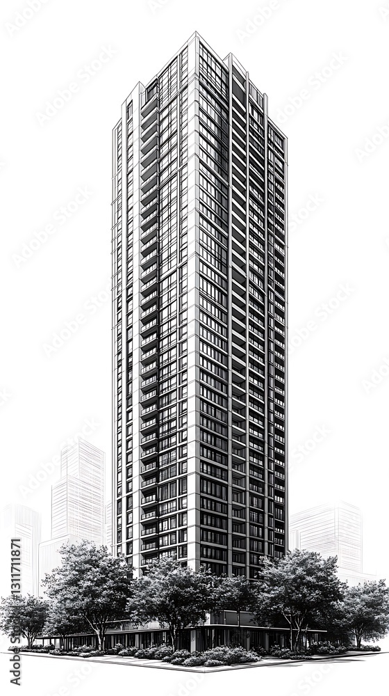 Fototapeta premium Modern house black white architectural high resolution hd photo